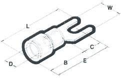 Spade Terminals Dimension Drawing